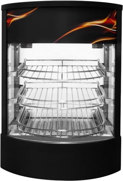 Professionele Voedselverwarmer met Glazen Display en Interne Verlichting - Sterke Stalen Constructie, 30-85°C, Inclusief Tangen