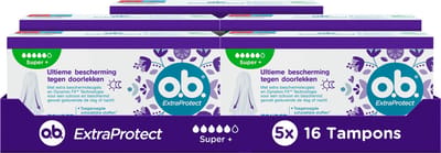 o.b. ExtraProtect Super Plus - tampons - tampon zeer zware menstruatiedagen - 5 x 16 stuks