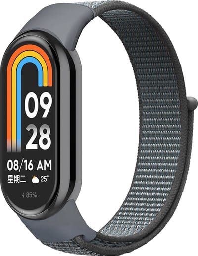By Qubix - Sport loop nylon bandje - Grijs - Geschikt voor Xiaomi Smart Band 8 / 9 / 10