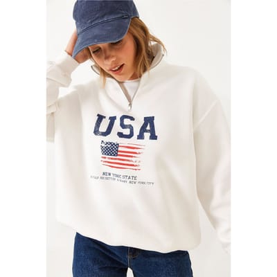Ritssluiting Bedrukt Sweatshirt