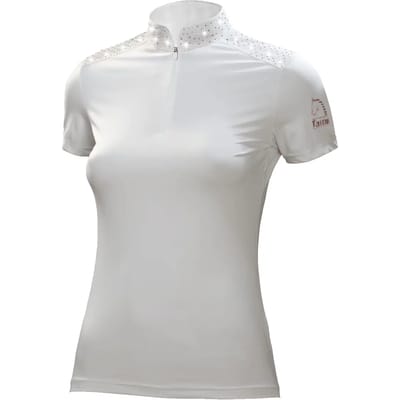 Paardrijpoloshirt met gemixte strass voor dames Tattini
