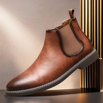 Heren Leren Schoenen Nieuwe Mode Retro Grote Maten Korte Laarzen met Puntige Hoge Schacht Britse Stijl Casual Leren Laarzen 38 brown
