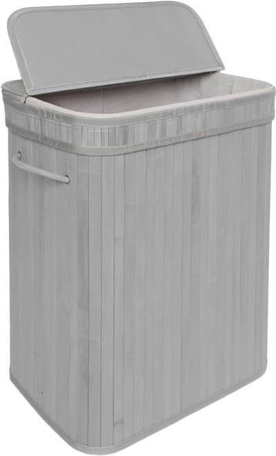 Wasmand - 72 l - opvouwbaar - bamboe - grijs