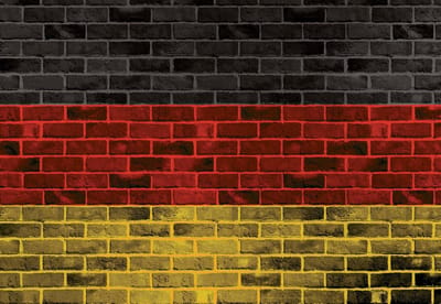 Fotobehang Brick German Flag | XXXL - 416cm x 254cm | 130g/m2 Vlies