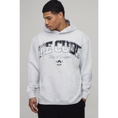 Ice Cube Oversized Hoodie Met Licentieprint | Grey Marl | Size XS
