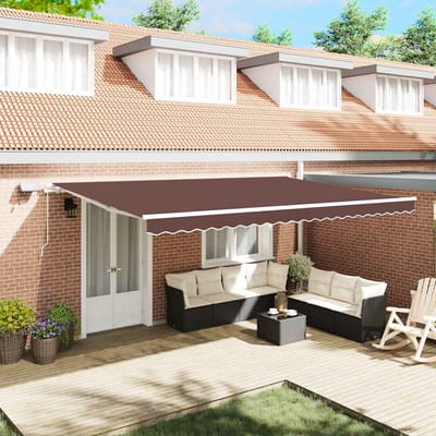 vidaXL - Uitschuifbare - luifel - Bruin - 500 - × - 300 - cm - Stof - en - Aluminium