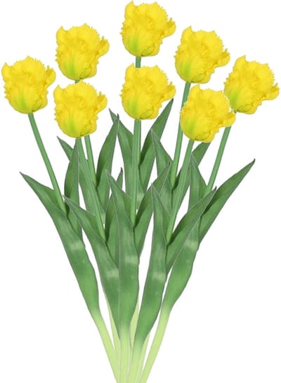 Countryfield Kunstbloemen boeket tulp Parkiet - 8x - geel - real touch - levensecht - 40 cm