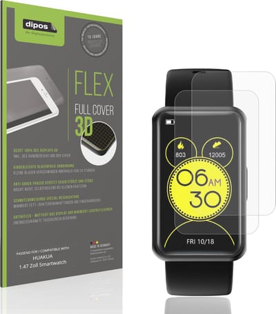 dipos FLEX – 2x Matte Screenprotector geschikt voor HUAKUA 1.47 Zoll Smartwatch | Volledige Schermbescherming | Case-Friendly