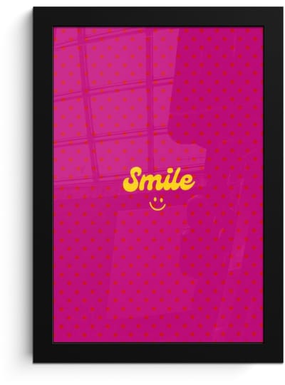 Poster in lijst - Fotolijst 20x30 cm - Posters - Smile - Stippen - Roze - Posterlijst zwart - Decoratie - Wanddecoratie woonkamer - Muurdecoratie slaapkamer