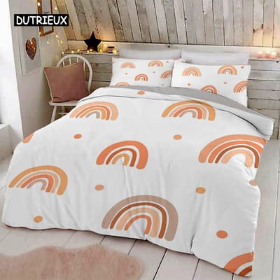 Trendy pastelkleuren regenboog Beddengoedset Baby Kinderen Dekbedovertrek 150x210 135x200 Met Kussenslopen En Rits 140x200cm 3pcs