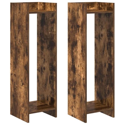 vidaXL - Plantenstand - 2 - st - Gerookt - eiken - 30 - x - 30 - x - 100 - cm - Bewerkt - hout