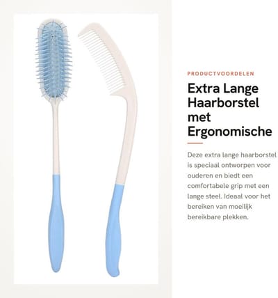 Dailygoods- Haarborstel Ergonomisch - Luchtkussenhaarborstel - Lange Steel - ABS/Siliconen - Blauw/Wit - Nieuw - Kam