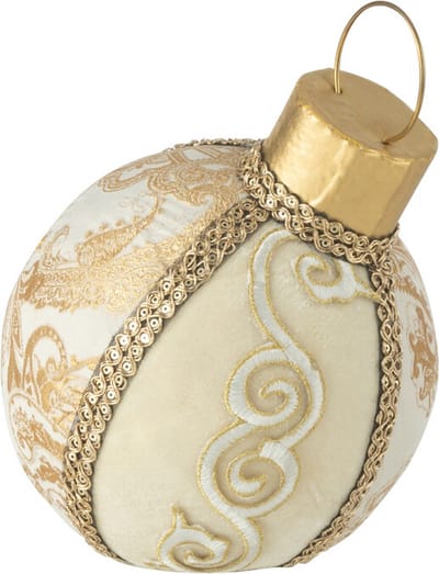 J-Line decoratie bal decoratief patroon - polyfoam/textiel - goud - small