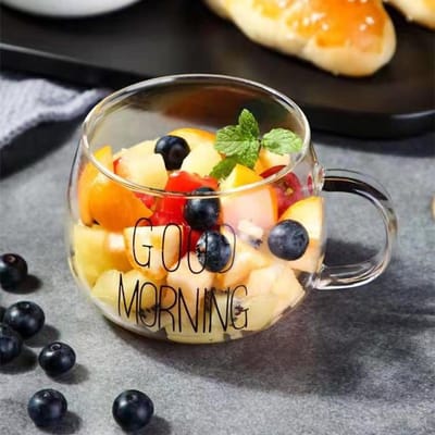 350ml Letter Bedrukt Transparant Creatief Glas Koffie Thee Mok Dranken Dessert Ontbijt Melkkop Glazen Mokken Handvat Drinkgerei 301-400ml beige