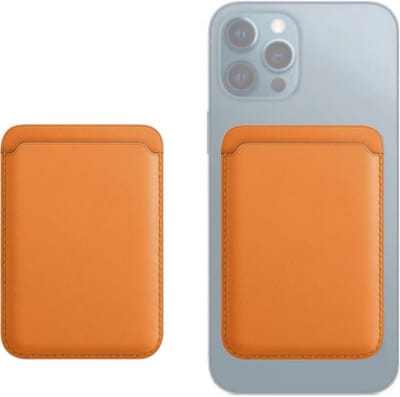 Pradeo - Magsafe Pasjeshouder - Magnetische Kaarthouder Geschikt Voor Apple iPhone - Magsafe Portemonnee Voor Telefoon - Magnetische Wallet - Card Holder Phone - Geschikt Voor iPhone 12/13/14/15/16/17 - Oranje