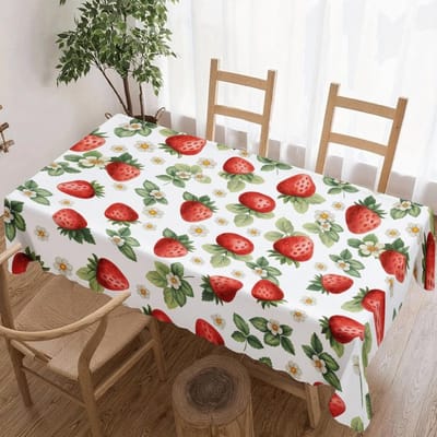 Aardbeienpatroon Rechthoekige Tafelkleed voor Tafeldecoratie Picknickfeest Waterdicht Herbruikbaar Tafelkleed voor Tafels Keuken Eetkamer 100x160cm
