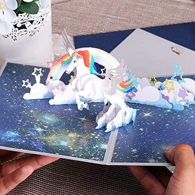 3D Birthday Card, Pop Up Unicorn and Rainbow Greeting Card, Graduation Greeting Card, Invitation Card, Message Card - ShopVlot