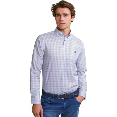 River Woods Custom Fit Checked Shirt Blue/beige Size: 3XL | Casual Shirts Outlet | Heren | Blauw