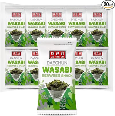 DAECHUN (Choi's1) Wasabi Zeewier Snacks / (4gr x 20 Pack) /Product van Korea/Veganistisch, Keto, Glutenvrij, Vol Vezels, Vitamine, Mineraal (80gr)