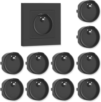 SnelShoppen - F Socket Cover Set van 10 - Silicone Socket Bescherming - Decoratieve Stof- en Spatwaterdichte Deksel voor Keuken en Wasruimte - Zwart