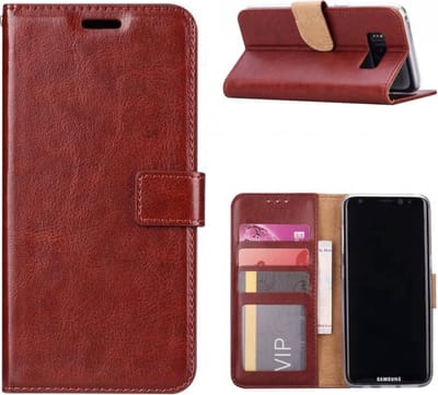 LuxeBass Hoesje geschikt voor Samsung Galaxy S8 - Boekhoesje met kaartvakken - Bruin gsm hoesje - telefoonhoes - telefoonhoesjes