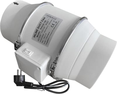 Buisventilator voor Badkamer 100 mm, 2-traps met Schakelaar en Kogellagers, Stil en Efficiënt, IP44 Bescherming