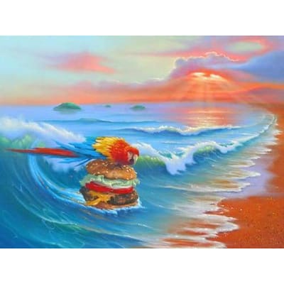 Diamant borduurwerk diamant schilderij kits mozaïek cadeau volwassenen cheeseburger in paradijs papegaai diamant 20X30CM brown