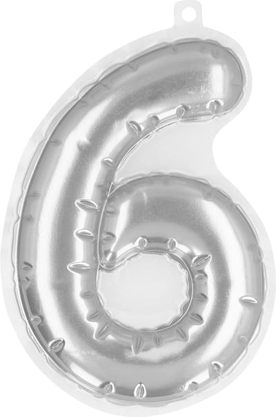 Boland - Sticker Folieballon '6' zilver Zilver - Geen thema - Verjaardag - Jubileum - Raamsticker