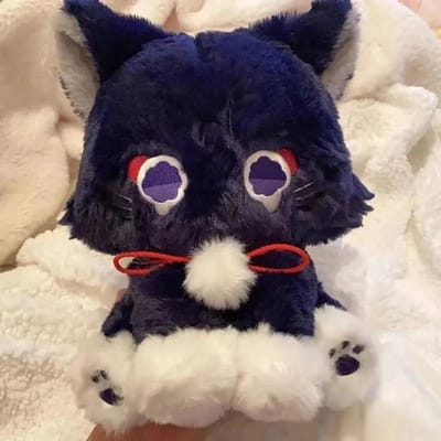 23cm Anime Scaramouche Kat Schattige Pluche Pop Genshin Impact Wanderer Huisdier Cosplay Knuffelkussen Speelgoed Verjaardagscadeau zwart