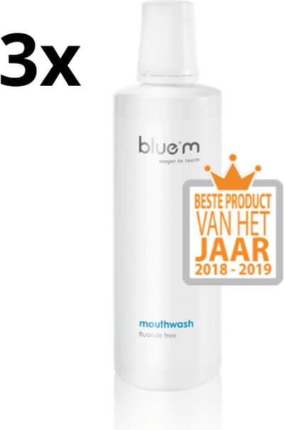 3x Bluem Mondwater Fluoride Vrij 500 ml - Voordeelverpakking