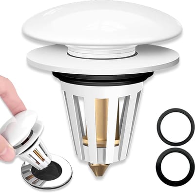 Universele Pop-up Wastafelklikplug Wit - Keramische Afvoerputje voor Badkamer en Keuken (33-40mm)