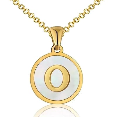 Aramat Jewels | Halskettingen | Unieke Initiaal Ketting - Schelp Goudkleurig 45cm | O | |1,5mm | Staal | Volwassenen | Verkleurd niet