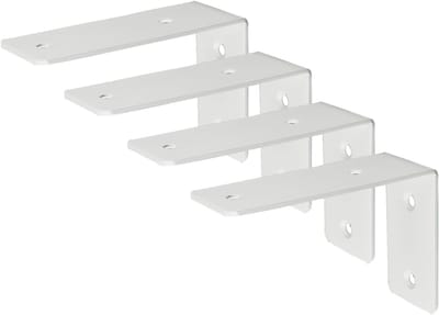 Set van 4 Wandbeugels voor Planken, Versterkte L-vormige Steunen van Roestvrij Staal, 90° Hoeksteunen voor Houten Planken (125 x 85 mm)