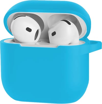 Hoesje - Geschikt voor Apple AirPods 4 - Siliconen Hoes met Clip - Silicone Case Cover - Lichtblauw