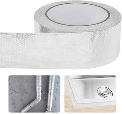 Waterdichte Aluminium Tape 5cm x 20m, Zelfklevende Isolatietape voor Warmtebescherming, Hittebestendige Tape voor Pijpleidingen en Isolatiefilm