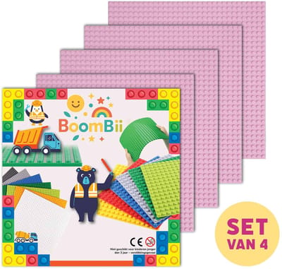 BoomBii bouwplaat roze - geschikt voor LEGO - set van 4 bouwplaten