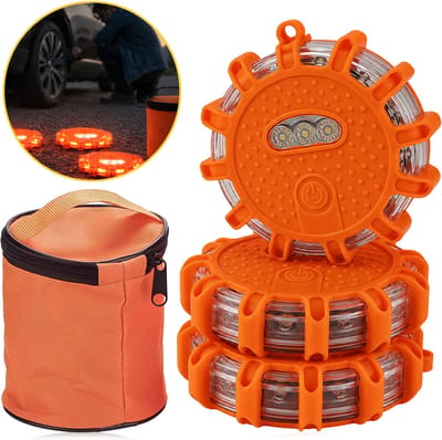 PROKING LED Waarschuwingslampen Set – 3 Stuks – Magnetisch Noodlicht – 9 Lichtstanden – IP67 Waterdicht – Auto, Boot & Camper