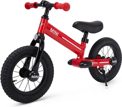 MINI Loopfiets voor Kinderen vanaf 3 jaar – Officieel Gelicentieerd met Verstelbaar Zitje – Luxe Loopfiets met 12 Wielen & Rubberen Luchtbanden – Rood