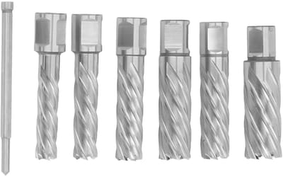 Ringvormige Cutterset voor Metaalbewerking - 7-delig - Spiraalfluit - Magnetische Boorpers - Kernboorset - Carbide Staal - 0,51'' tot 0,98''