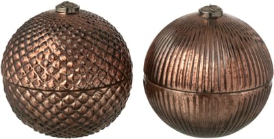 J-Line geurkaars Kerstbal - glas - bruin - large - 2 stuks