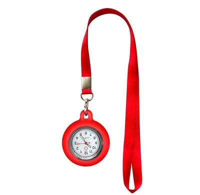 Fako® - Verpleegstershorloge Met Keycord - Zusterhorloge - Ketting - 90cm - Rood