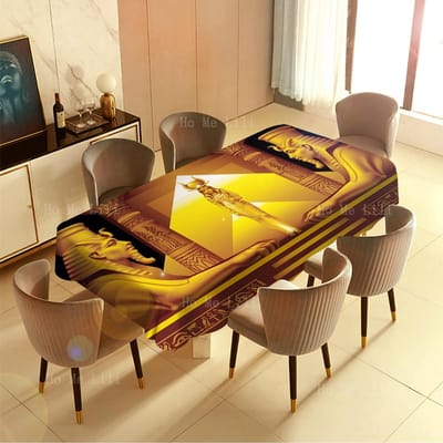 Gouden Tempel Sfinx Koningin van Egypte Koninklijke Farao's Piramide Thema Rechthoekig Tafelkleed Voor Tafelblad Decoratie 100x140cm