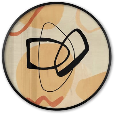 Poster in lijst Rond - Fotolijst 60x60 cm - Posters - Zwart - Bruin - Abstract - Ronde posterlijst zwart - Decoratie - Wanddecoratie woonkamer - Muurdecoratie slaapkamer