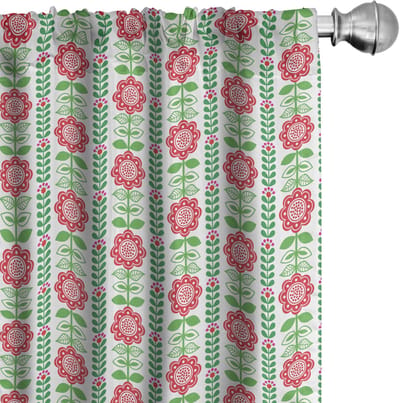 ABAKUHAUS Gordijnen – Geometrisch 2-delige set 75x175 cm appelgroen en vermiljoen