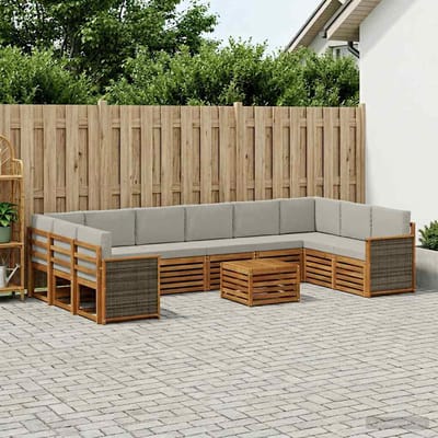 vidaXL - Buiten - bank - set - 8 - st - Naturel - en - lichtgrijs