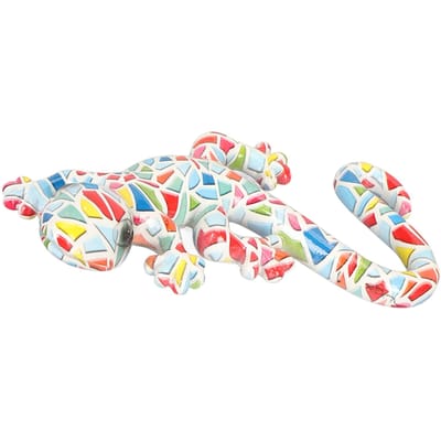 Gekko Muurkunst Decor Hars Heldere Kleuren Gekko Hangende Sculptuur Decoraties voor Binnen Buiten Tuin Patio Schutting white