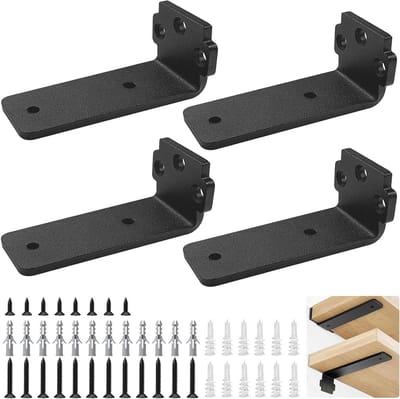 Set van 4 L-vormige Planksteunen in Zwart, 10cm/12.5cm, Ideaal voor Wandmontage, Boekenplanken en Decoratieve Planken