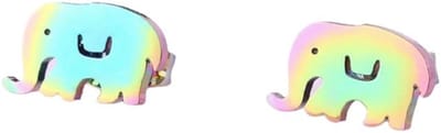 Aramat Jewels | Oorbellen | Olifant Oorbellen Regenboogkleurig RVS – 10x6mm – Meisje Dierenoorbellen | | | |10mm | Staal | Kinderen | Verkleurd niet