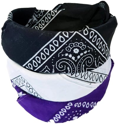 Fako Fashion - 3-Pack Paisley Bandana - Boeren Zakdoek - Hoofdband - Classic Paisley - Zwart