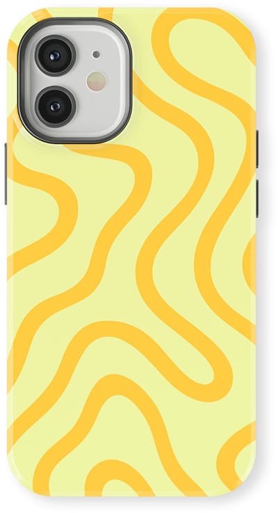 DripCase Curvy Lines Hoesje geschikt voor iPhone 12 | Backcover met Mag | Design Tough Case geschikt voor iPhone 12 Lemon Loop